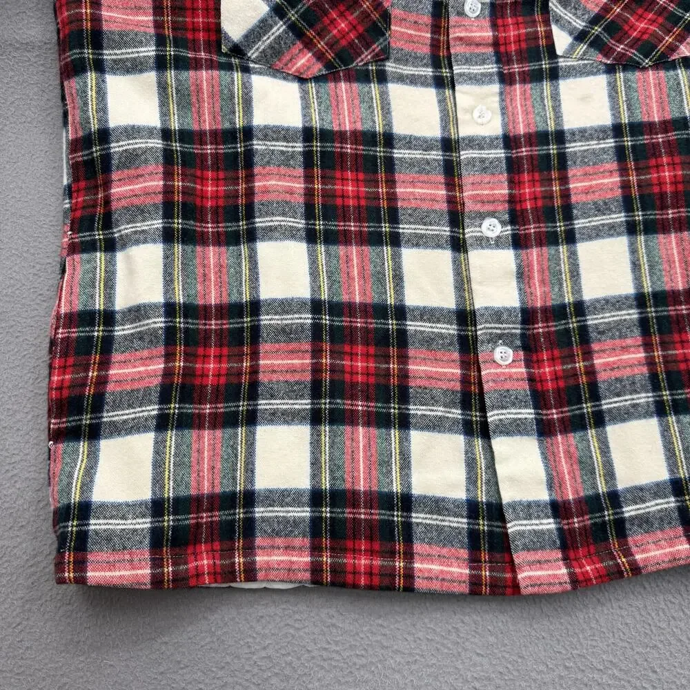 Vintage Wrangler Shirt Jacket Mens XL Red Plaid Quilted Flannel Button‎ Lined
